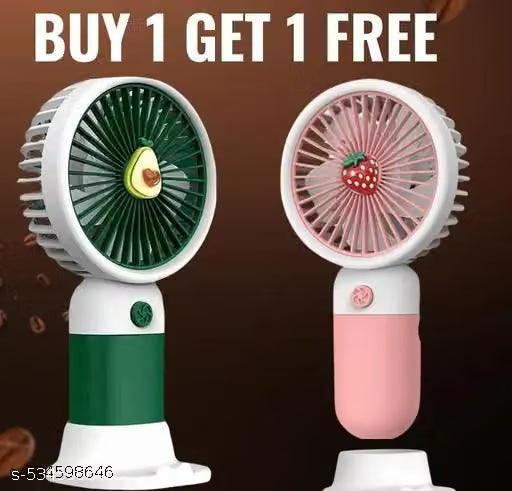 PACK OF 2 Portable Cartoon Shaped Handheld USB Rechargeable Small Fan & Student Desktop Phone Holder (Pack Of 2)