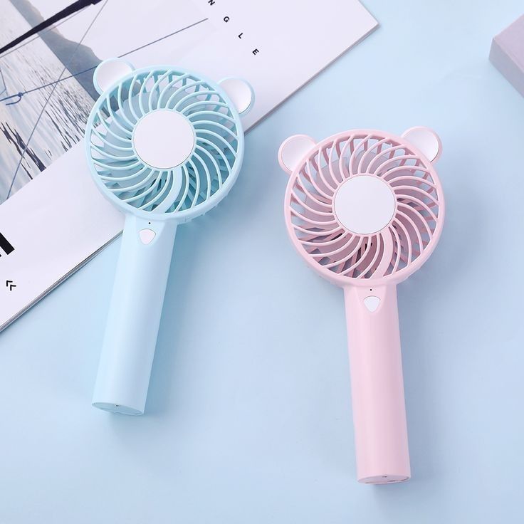 PACK OF 2 Portable Cartoon Shaped Handheld USB Rechargeable Small Fan & Student Desktop Phone Holder (Pack Of 2)