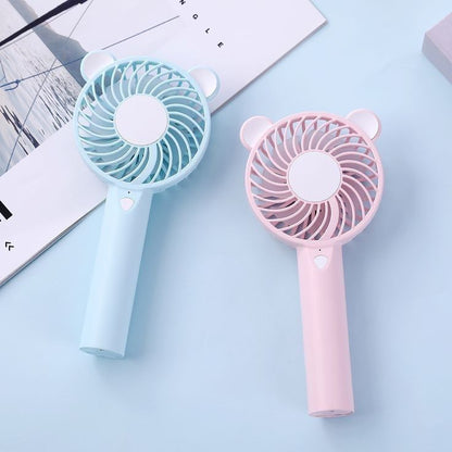 PACK OF 2 Portable Cartoon Shaped Handheld USB Rechargeable Small Fan & Student Desktop Phone Holder (Pack Of 2)