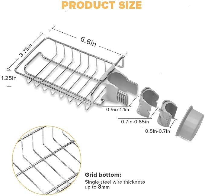 Stainless Steel Sponge Holder Kitchen Sink Caddy Organizer Sponge Holder for Kitchen Sink