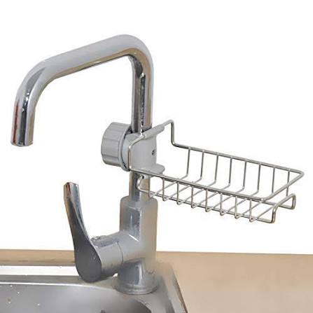 Spinfluencs Stainless Steel Adjusting Multifunctional Over Kitchen Sink Caddy Clamp Faucet Sponge Scrubber Holder Storage Hanging Shelf Draining Bathroom Tap Shampoo Soap Organizer Rack